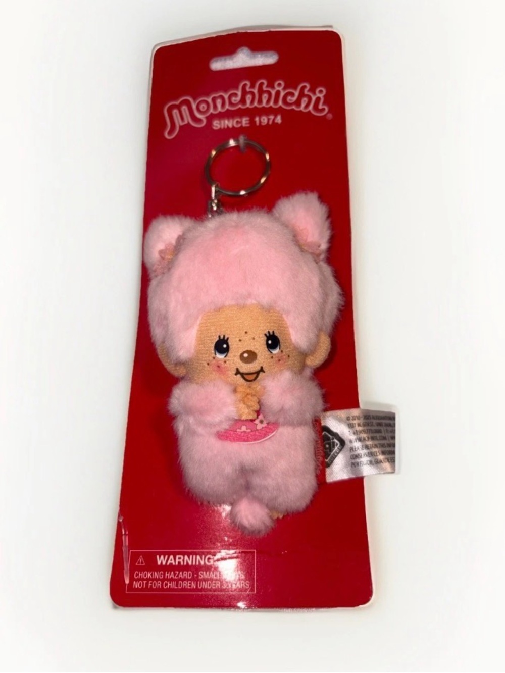 CUTE! Monchhichi Sakura Cherry Blossom Pink Girl Monkey 5” Plush Keychain charm